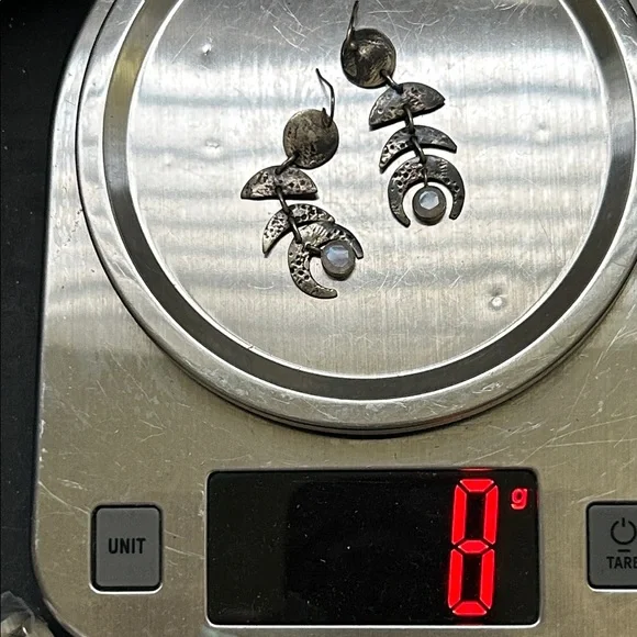 🖤NWOT🔺Moon Phase Moonstone Drop Earrings Sterling Silver - Picture 10 of 12